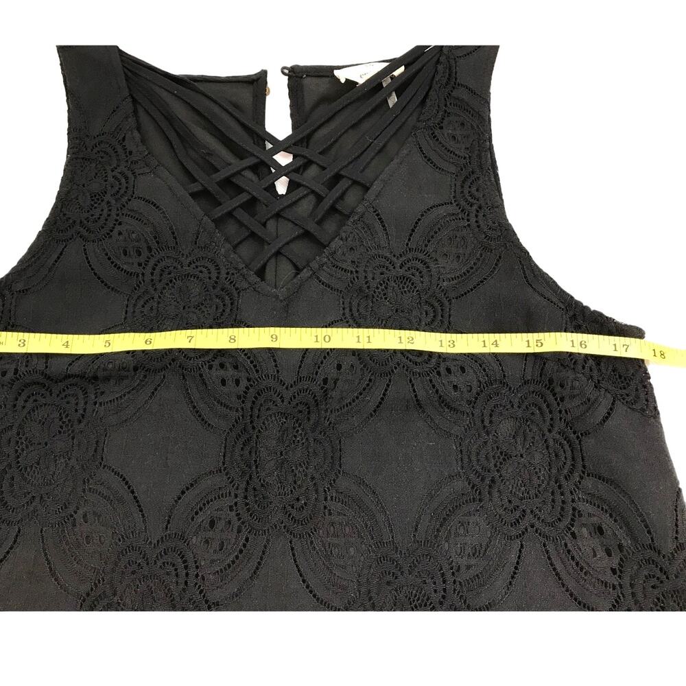 Entro Women's Sleeveless Black Dress Floral Lace Crochet Shift Mini Dress Size M - Picture 10 of 11